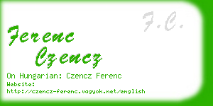 ferenc czencz business card